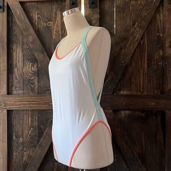 L *Space Maniac Retro White One Piece Swimsuit Sz- - Picture 6 of 11